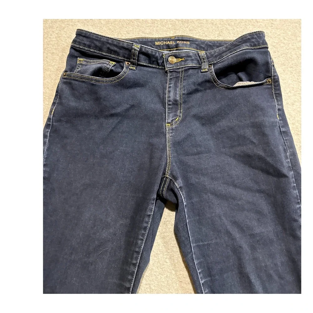 Michael Kors Izzy Skinny Jeans Womens Dark Blue Stretch Denim Size 12 33x28.5
